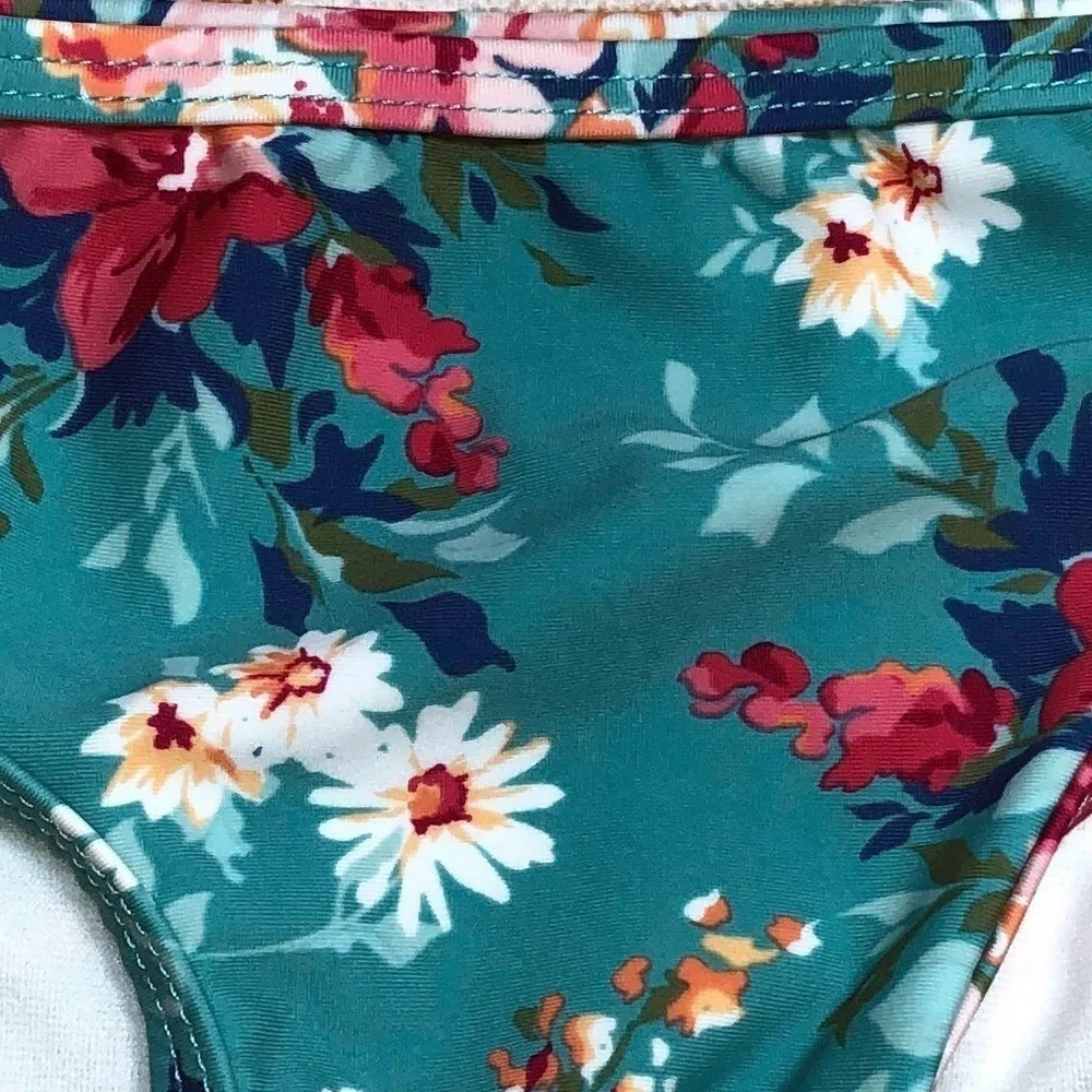 Ruffle Butts Blue Floral Baby Girl Swim Bottoms Size  3-6 months